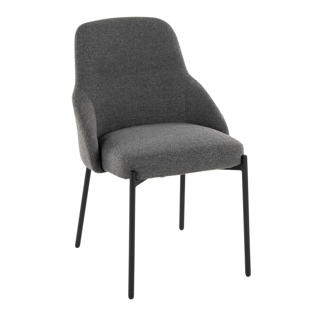 York Upholstered Chair - Set of 2 - Black Metal, Dark Grey Fabric
