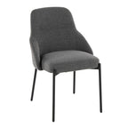 York Upholstered Chair - Set of 2 - Black Metal, Dark Grey Fabric