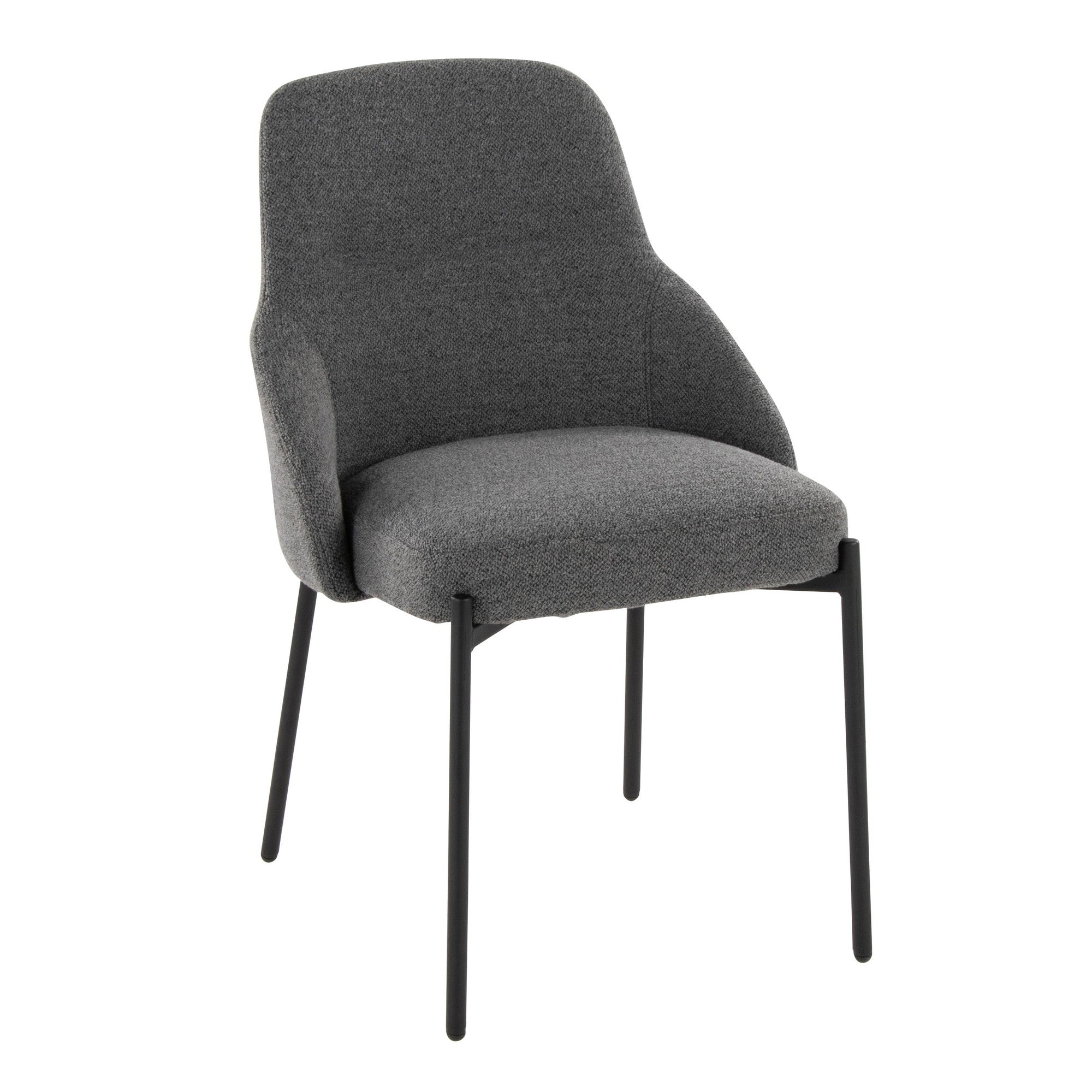 York Upholstered Chair - Set of 2 - Black Metal, Dark Grey Fabric