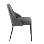 York Upholstered Chair - Set of 2 - Black Metal, Dark Grey Fabric