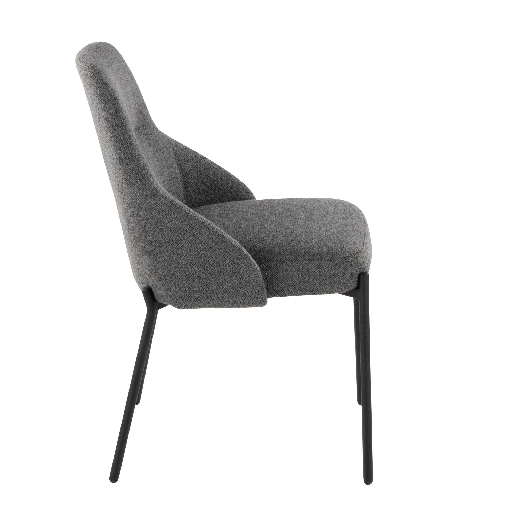 York Upholstered Chair - Set of 2 - Black Metal, Dark Grey Fabric