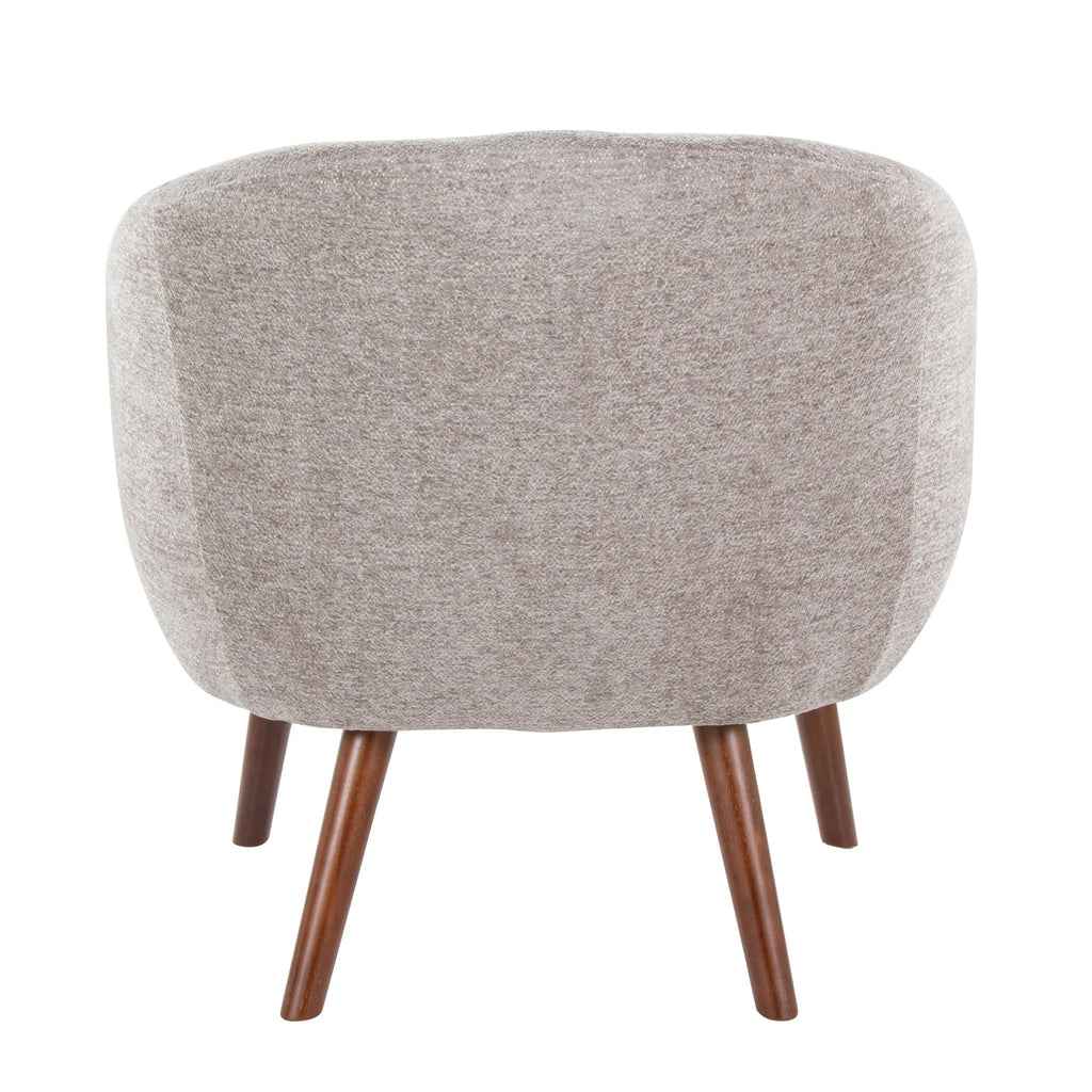 Ashland Lounge Chair - Walnut Wood, Grey Fabric