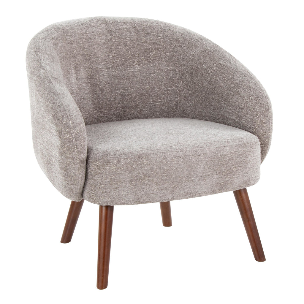 Ashland Lounge Chair - Walnut Wood, Grey Fabric