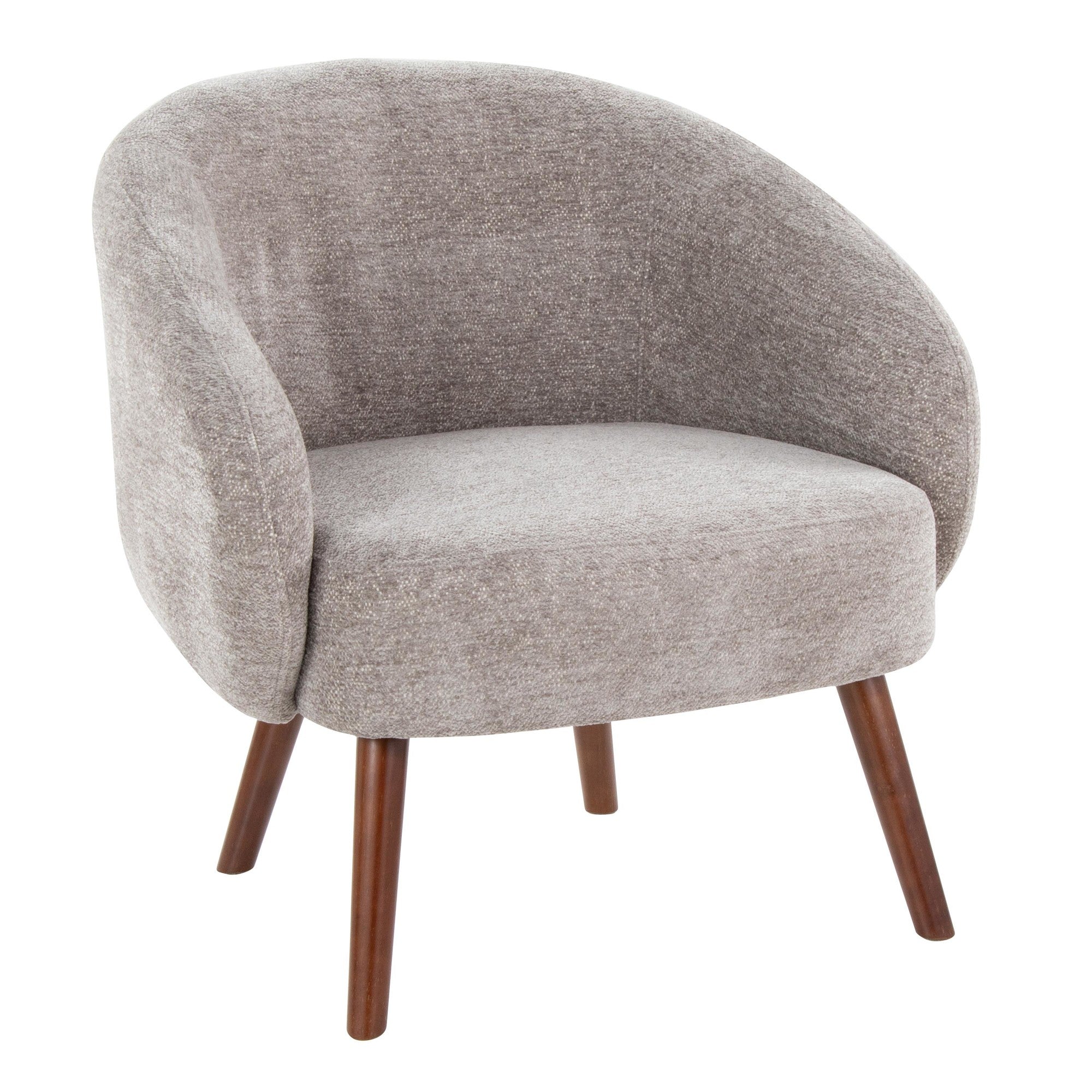 Ashland Lounge Chair - Walnut Wood, Grey Fabric
