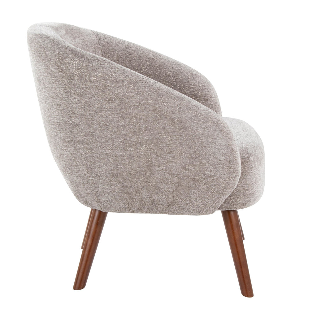Ashland Lounge Chair - Walnut Wood, Grey Fabric