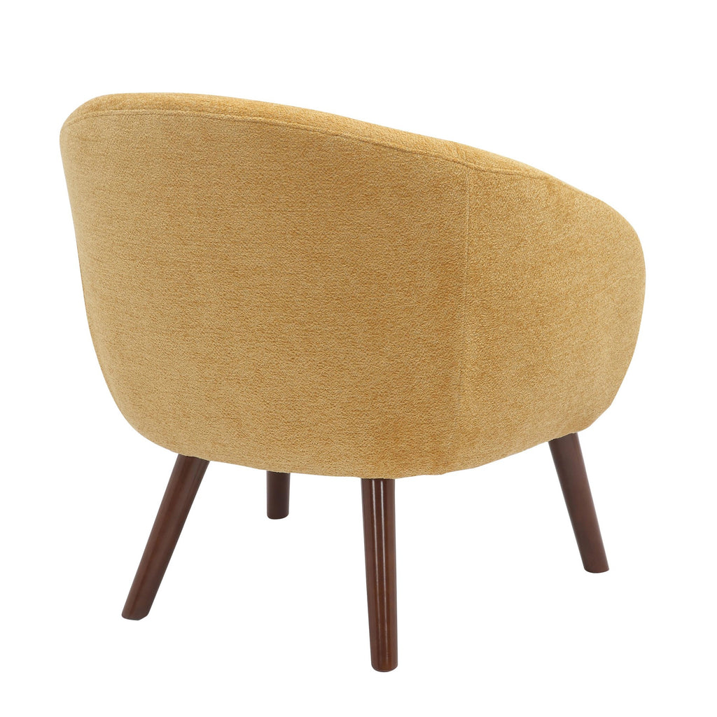 Ashland Lounge Chair - Walnut Wood, Yellow Fabric