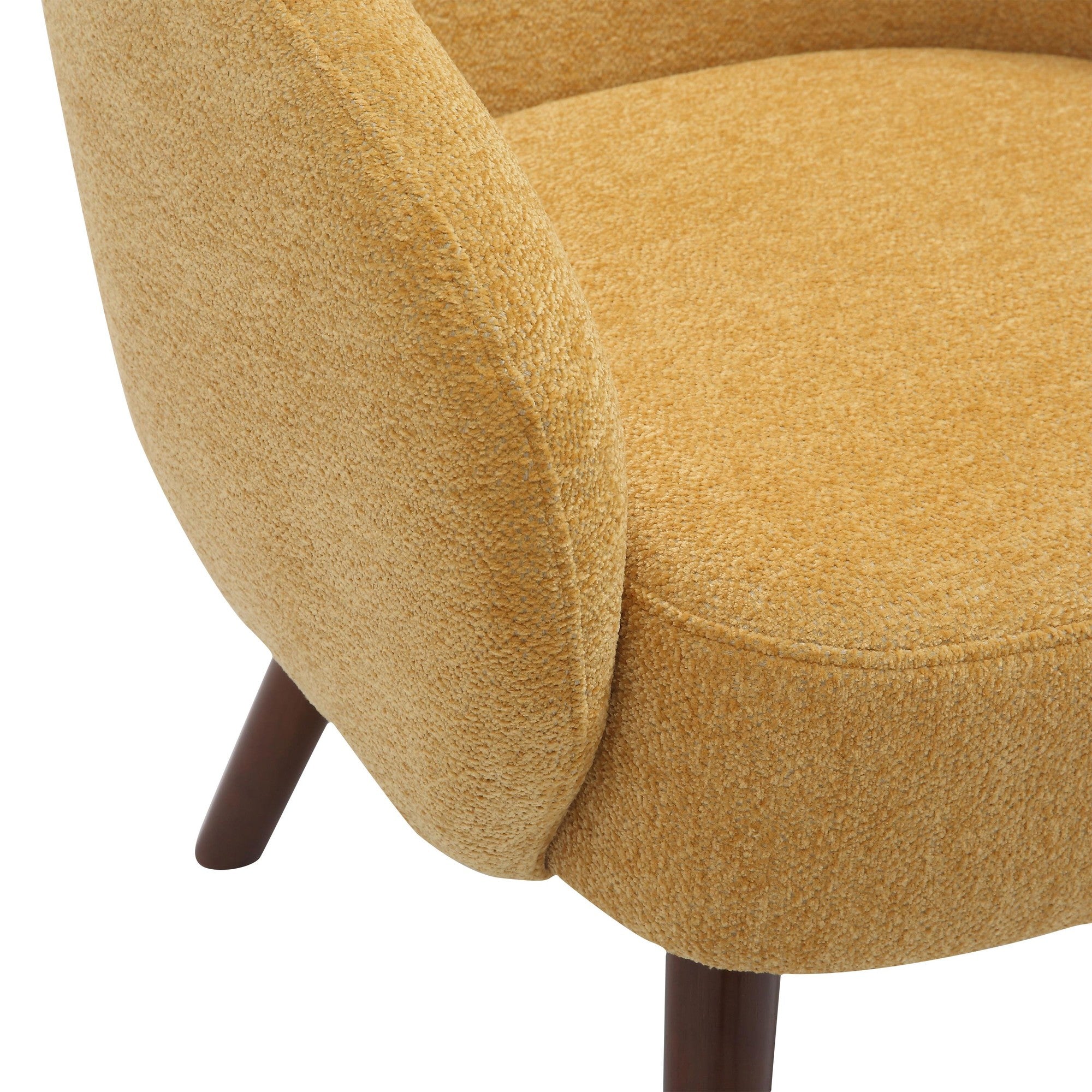 Ashland Lounge Chair - Walnut Wood, Yellow Fabric