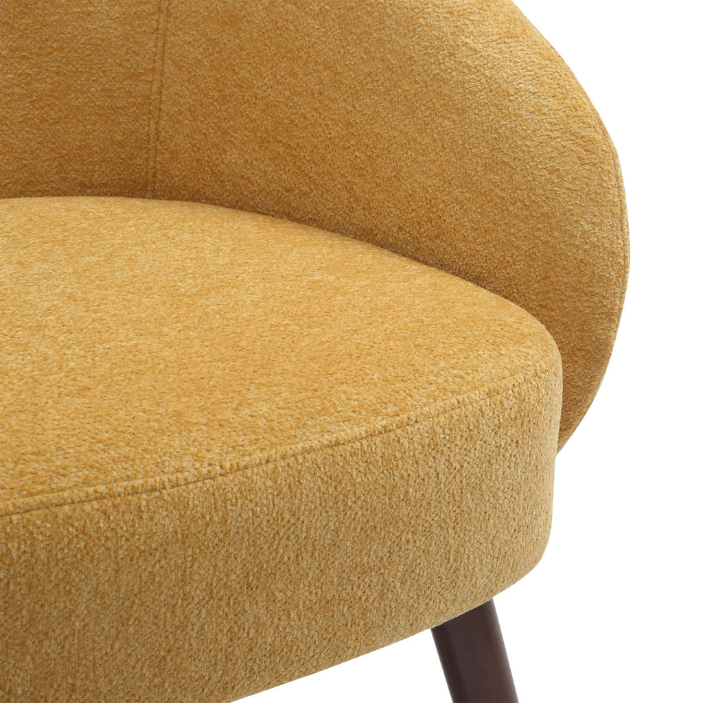 Ashland Lounge Chair - Walnut Wood, Yellow Fabric