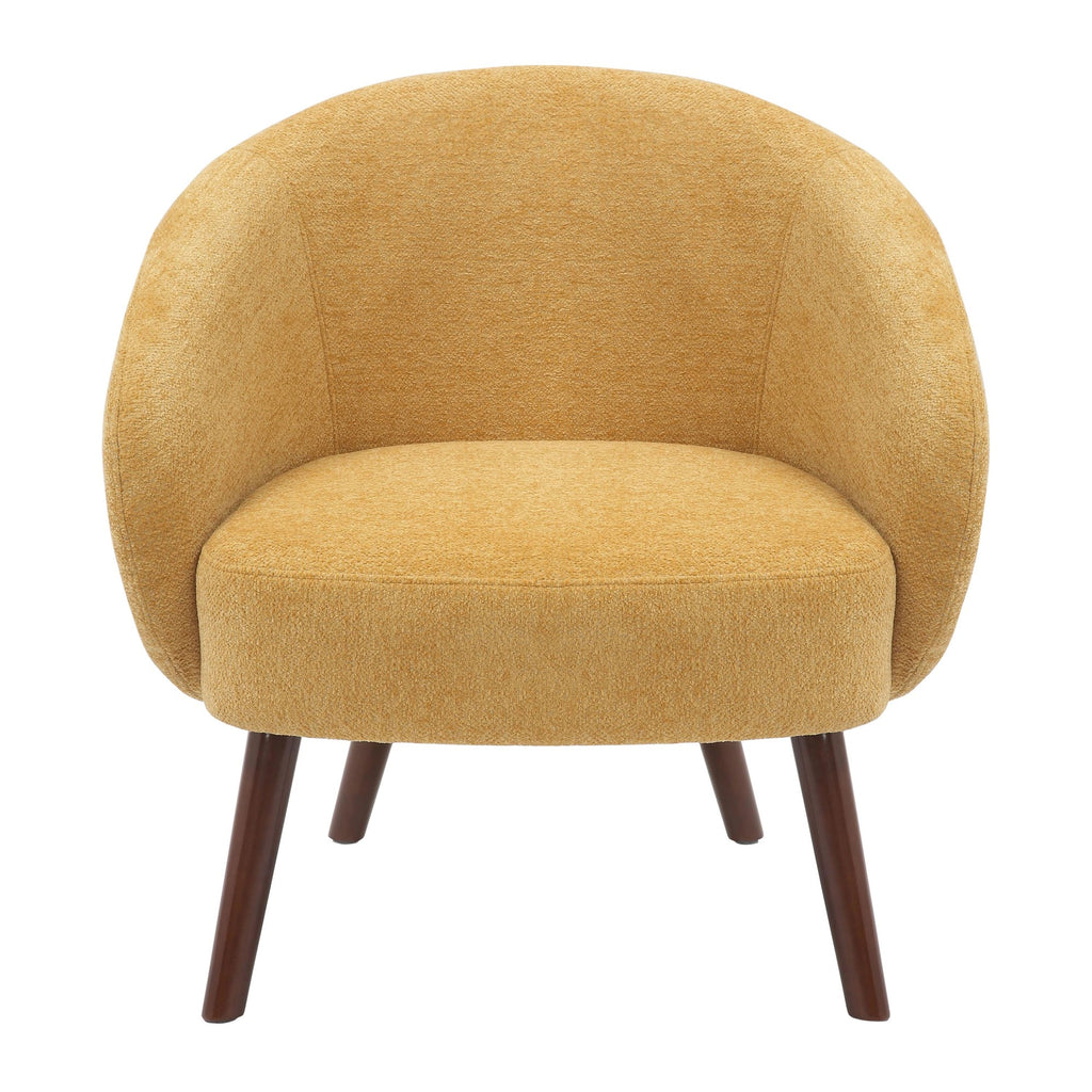 Ashland Lounge Chair - Walnut Wood, Yellow Fabric