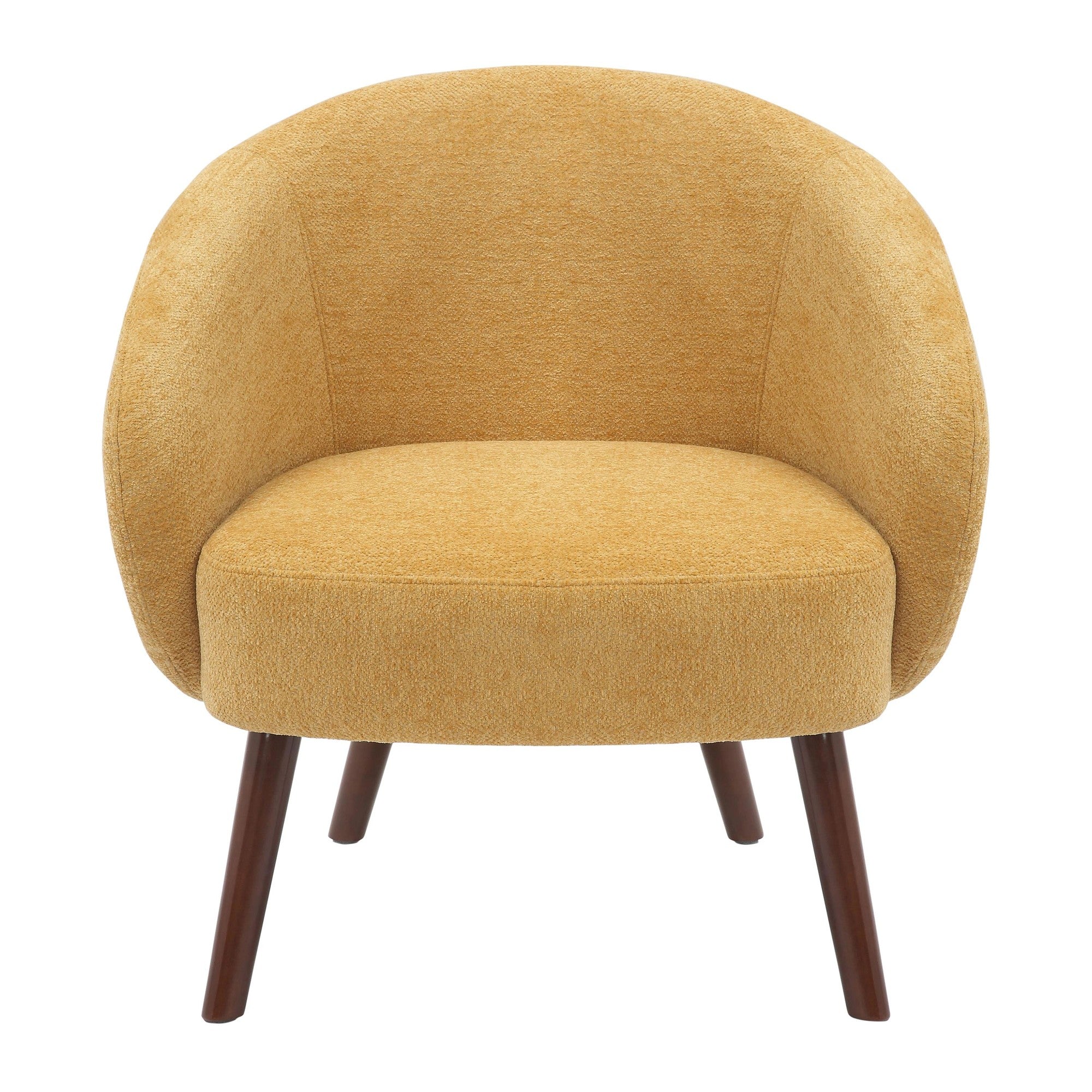 Ashland Lounge Chair - Walnut Wood, Yellow Fabric