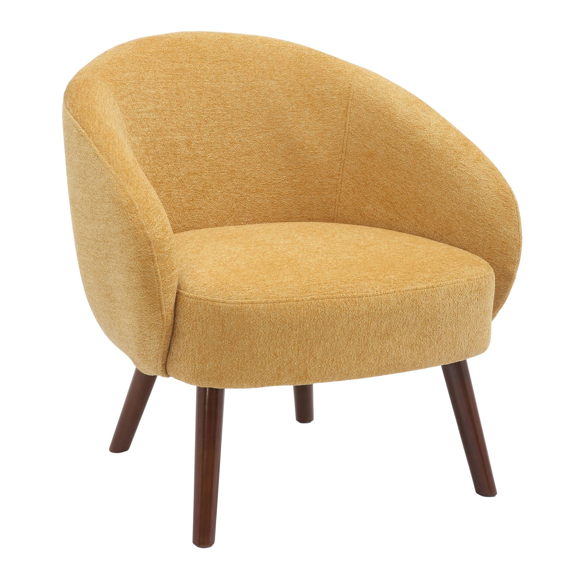 Ashland Lounge Chair - Walnut Wood, Yellow Fabric