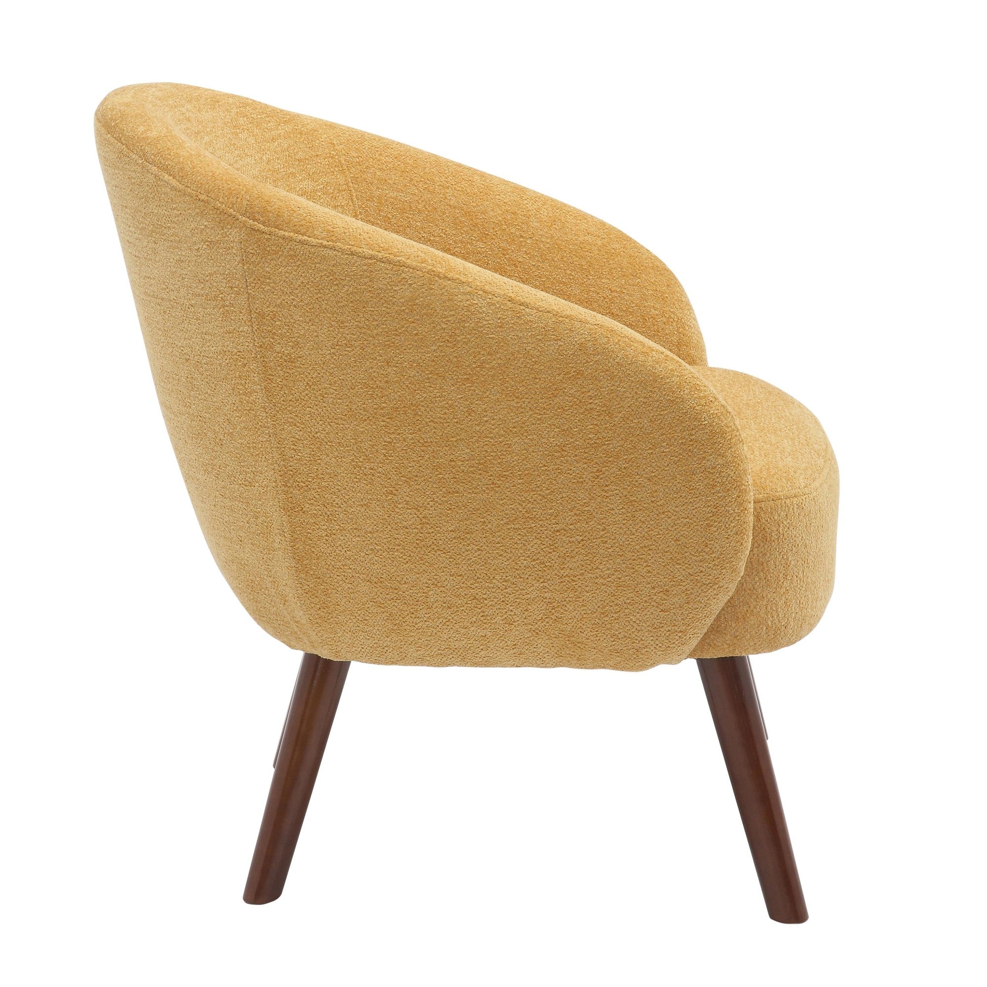 Ashland Lounge Chair - Walnut Wood, Yellow Fabric