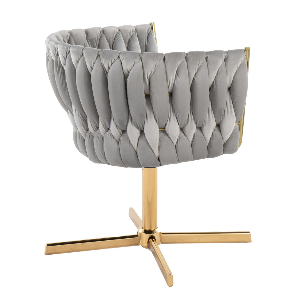 Braided Renee Swivel Accent Chair - Gold Metal, Silver Velvet
