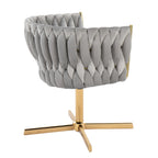 Braided Renee Swivel Accent Chair - Gold Metal, Silver Velvet