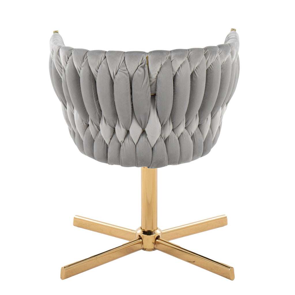 Braided Renee Swivel Accent Chair - Gold Metal, Silver Velvet
