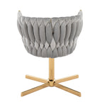 Braided Renee Swivel Accent Chair - Gold Metal, Silver Velvet