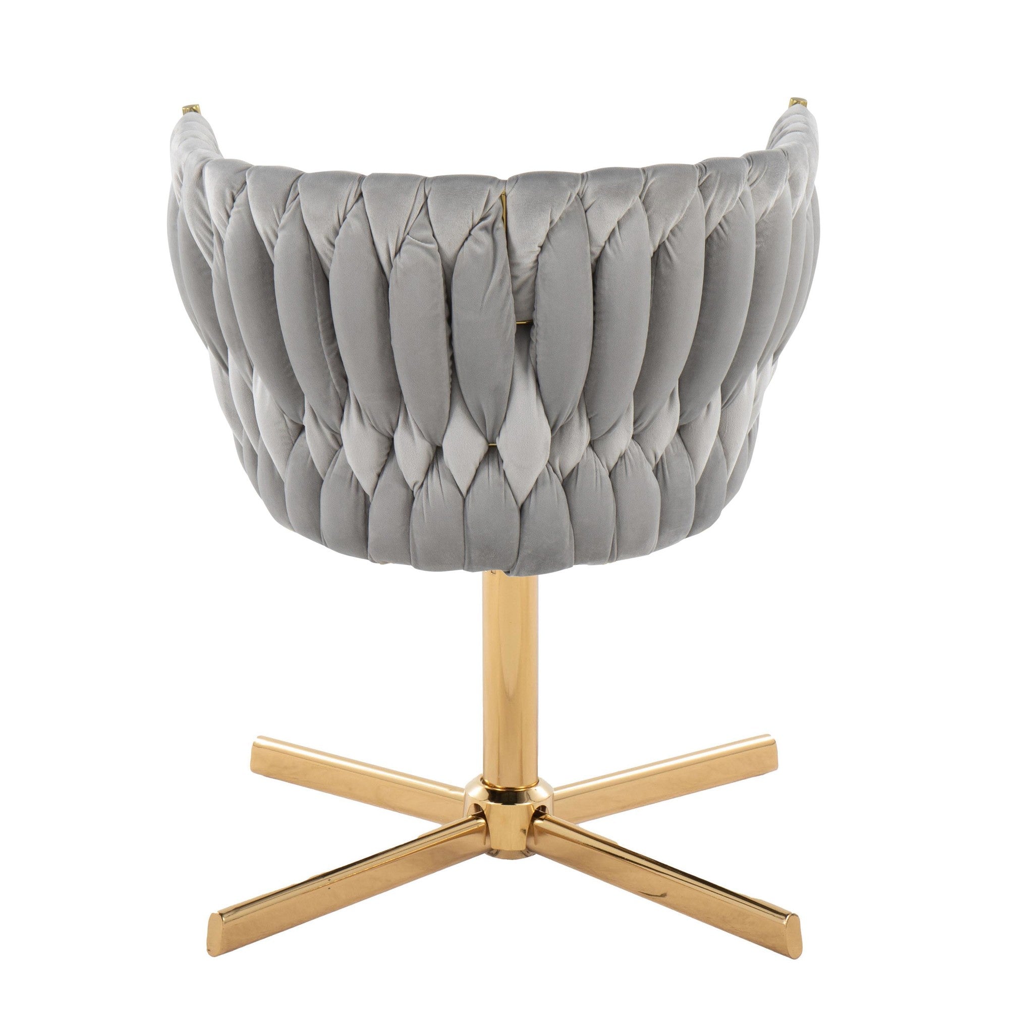 Braided Renee Swivel Accent Chair - Gold Metal, Silver Velvet