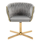Braided Renee Swivel Accent Chair - Gold Metal, Silver Velvet