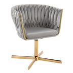 Braided Renee Swivel Accent Chair - Gold Metal, Silver Velvet