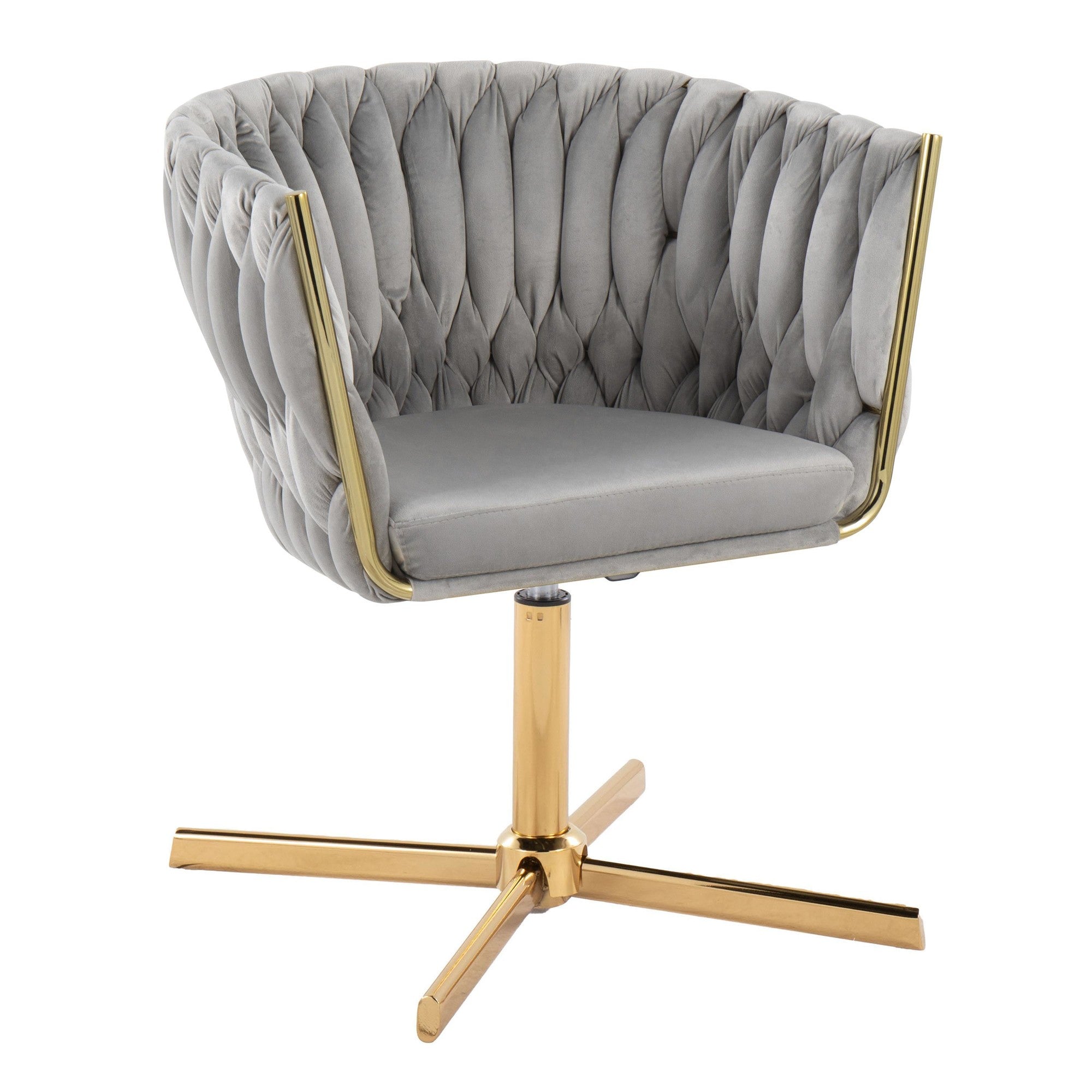 Braided Renee Swivel Accent Chair - Gold Metal, Silver Velvet