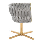 Braided Renee Swivel Accent Chair - Gold Metal, Silver Velvet