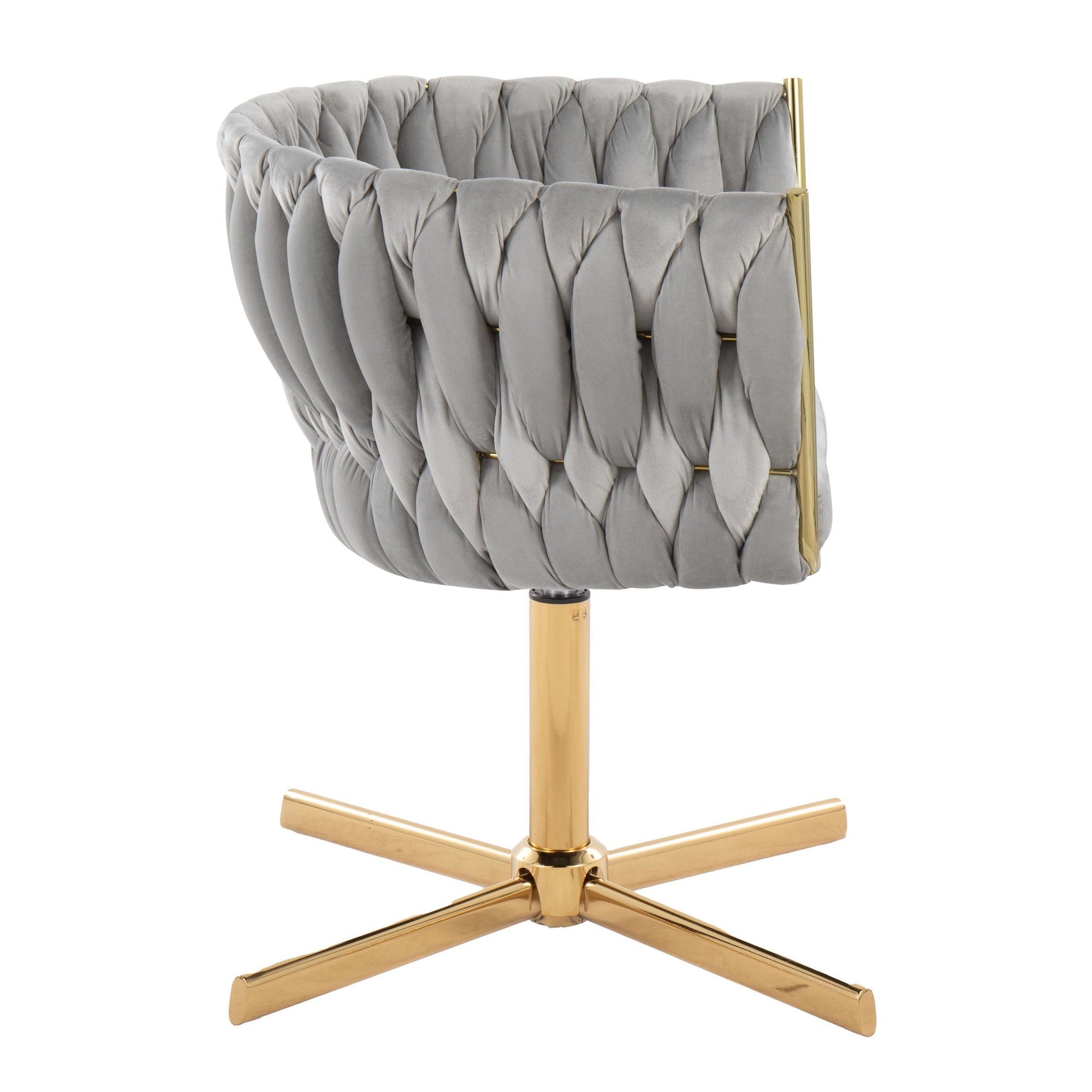 Braided Renee Swivel Accent Chair - Gold Metal, Silver Velvet