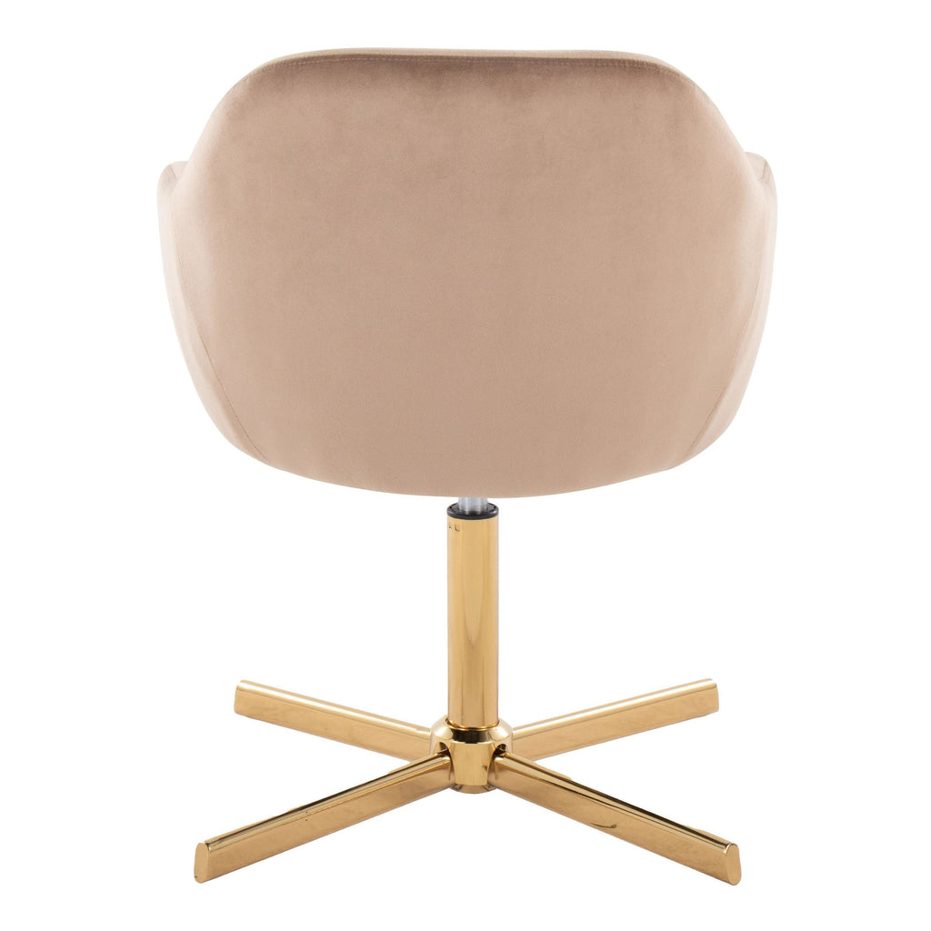 Buena Swivel Accent Chair - Chrome Gold Metal, Brown Velvet