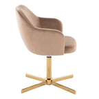 Buena Swivel Accent Chair - Chrome Gold Metal, Brown Velvet