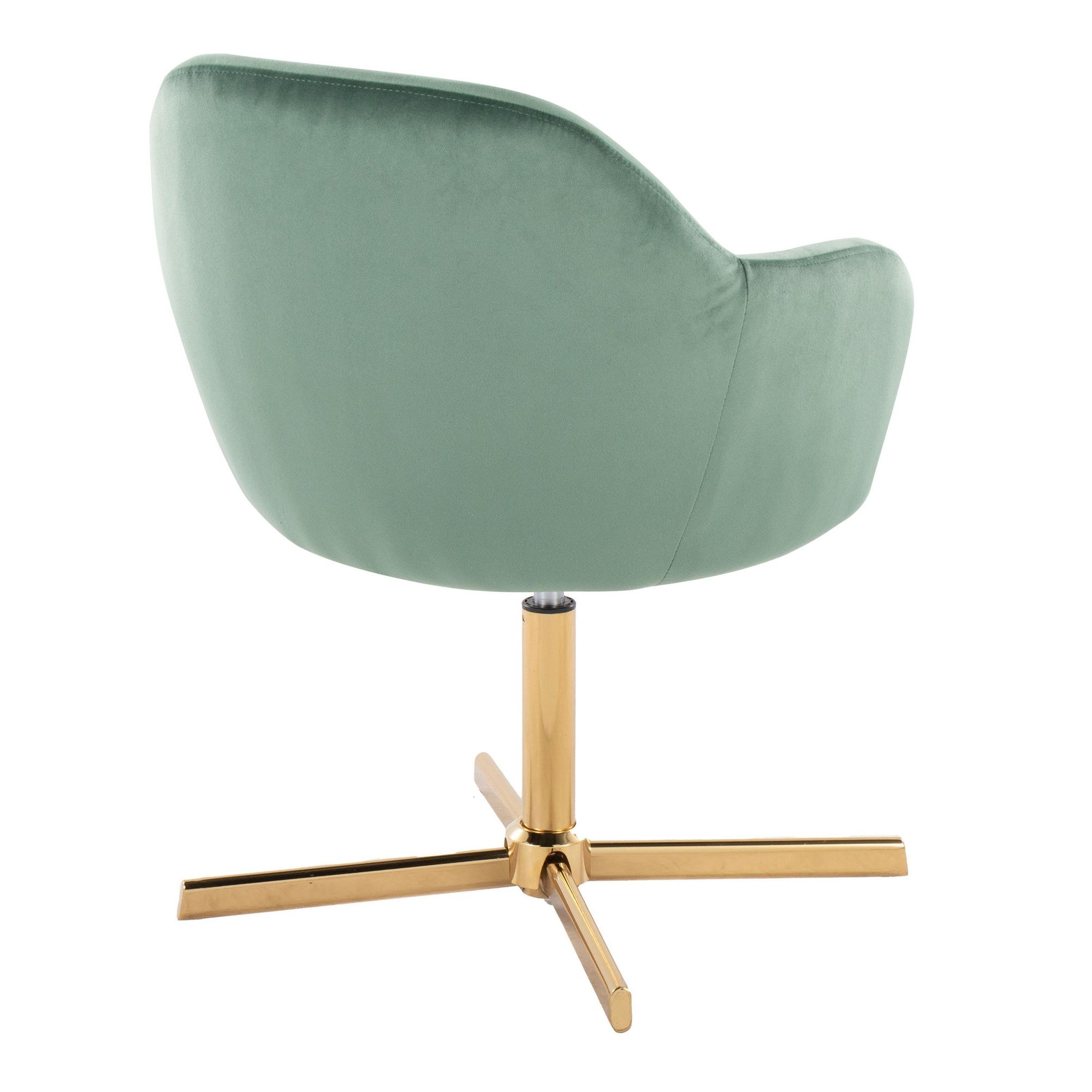 Buena Swivel Accent Chair - Chrome Gold Metal, Green Velvet