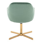 Buena Swivel Accent Chair - Chrome Gold Metal, Green Velvet