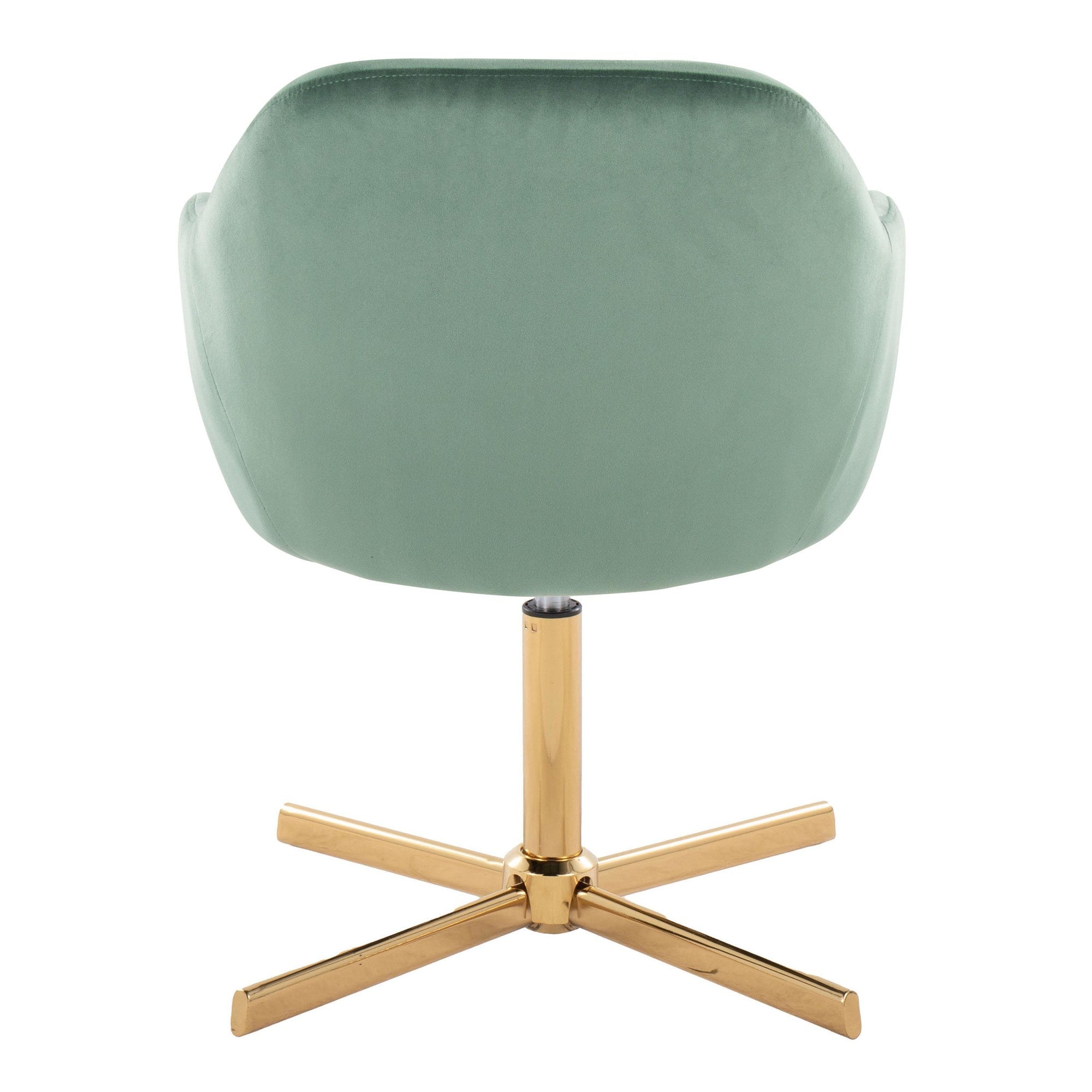 Buena Swivel Accent Chair - Chrome Gold Metal, Green Velvet