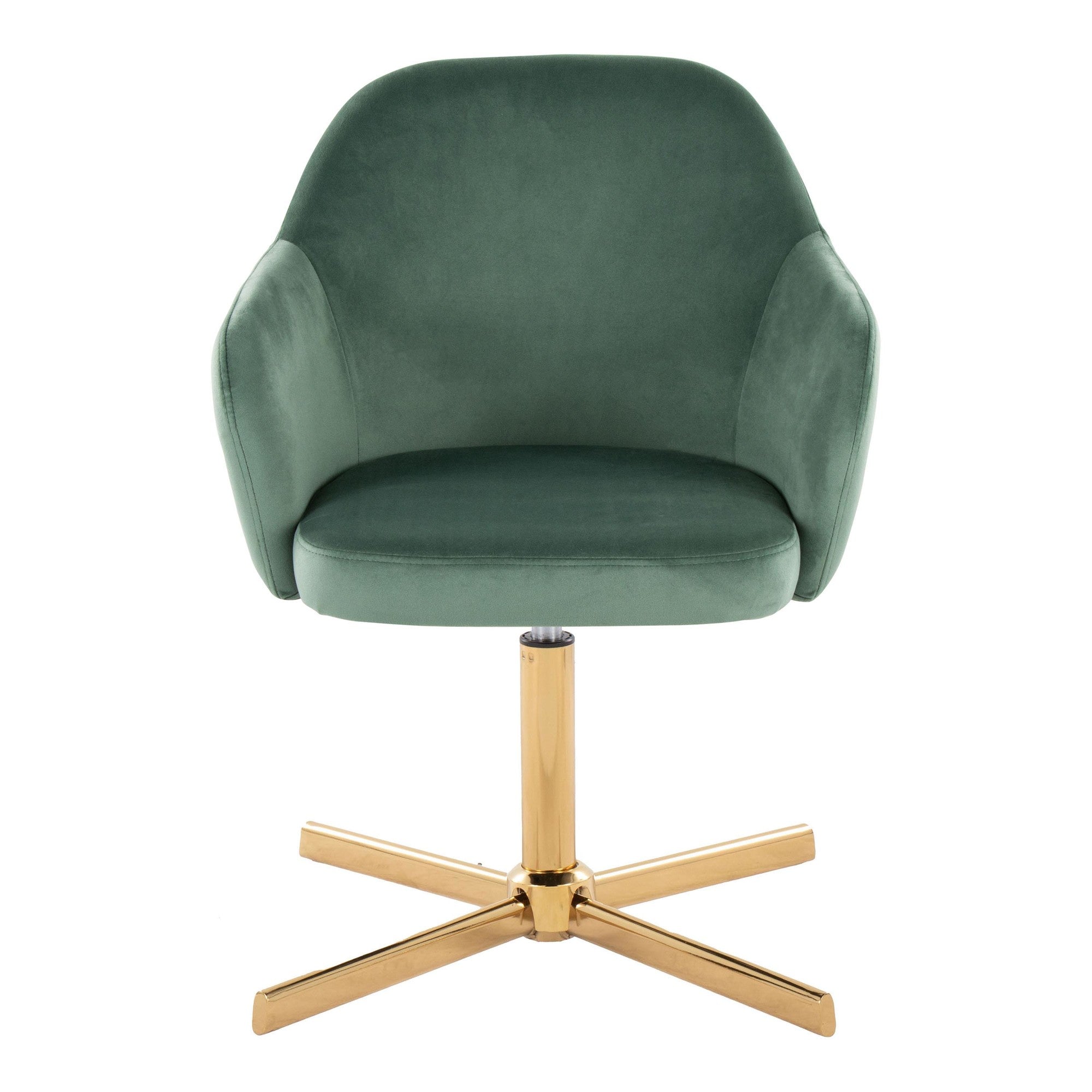 Buena Swivel Accent Chair - Chrome Gold Metal, Green Velvet