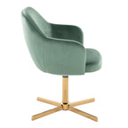 Buena Swivel Accent Chair - Chrome Gold Metal, Green Velvet