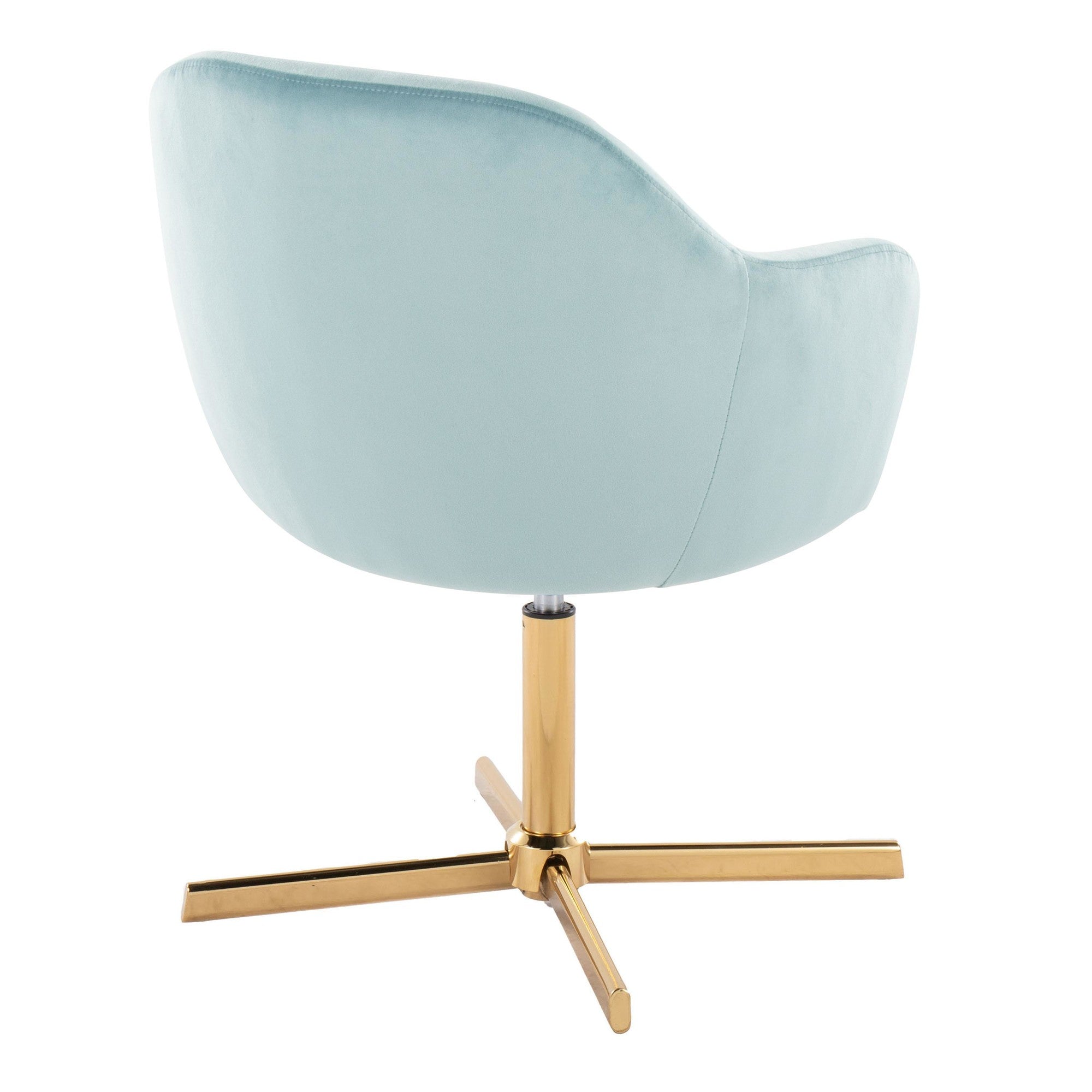 Buena Swivel Accent Chair - Chrome Gold Metal, Light Blue Velvet