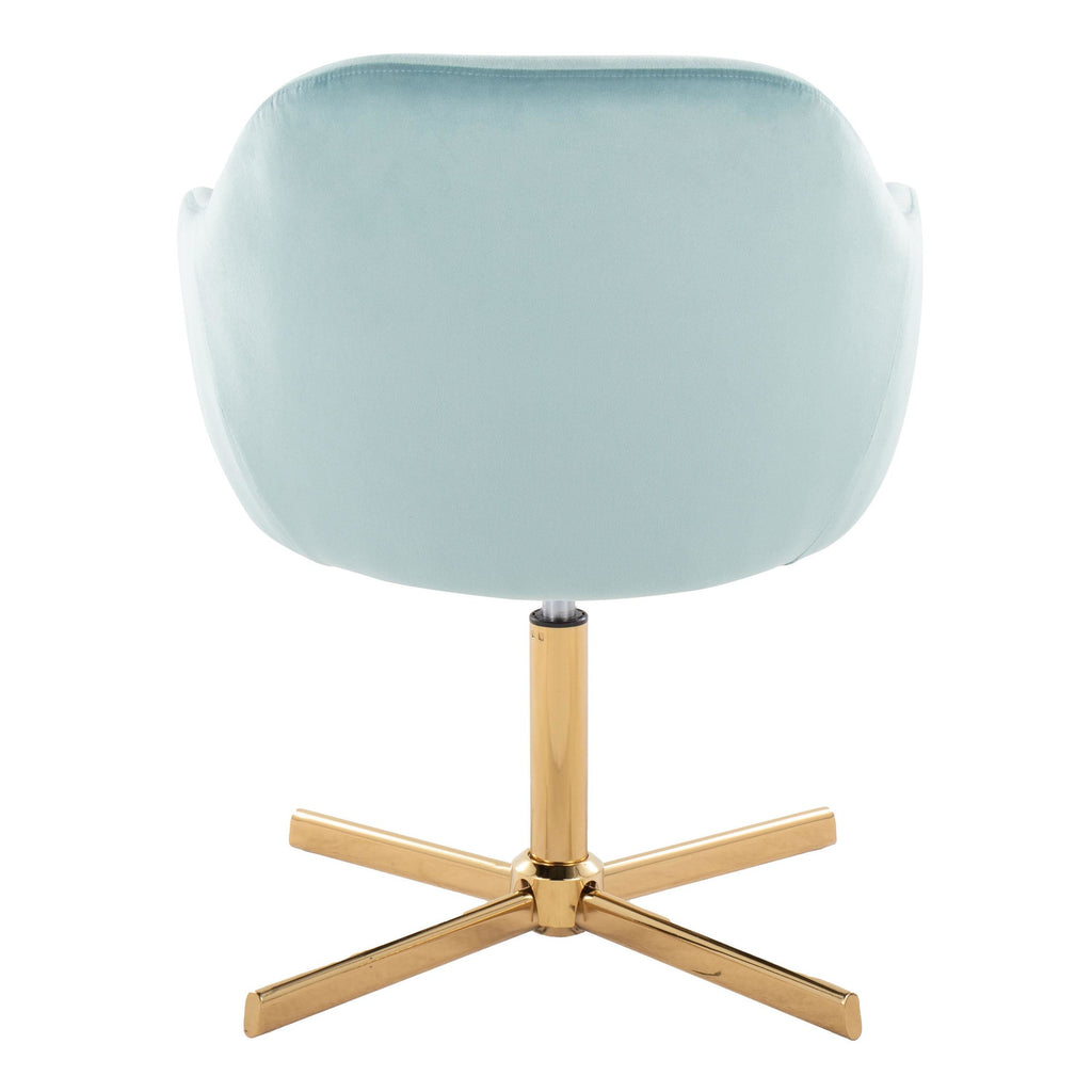 Buena Swivel Accent Chair - Chrome Gold Metal, Light Blue Velvet