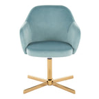 Buena Swivel Accent Chair - Chrome Gold Metal, Light Blue Velvet