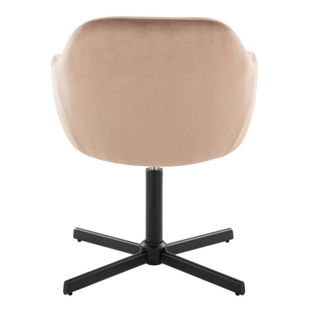 Buena Swivel Accent Chair - Black Metal, Brown Velvet