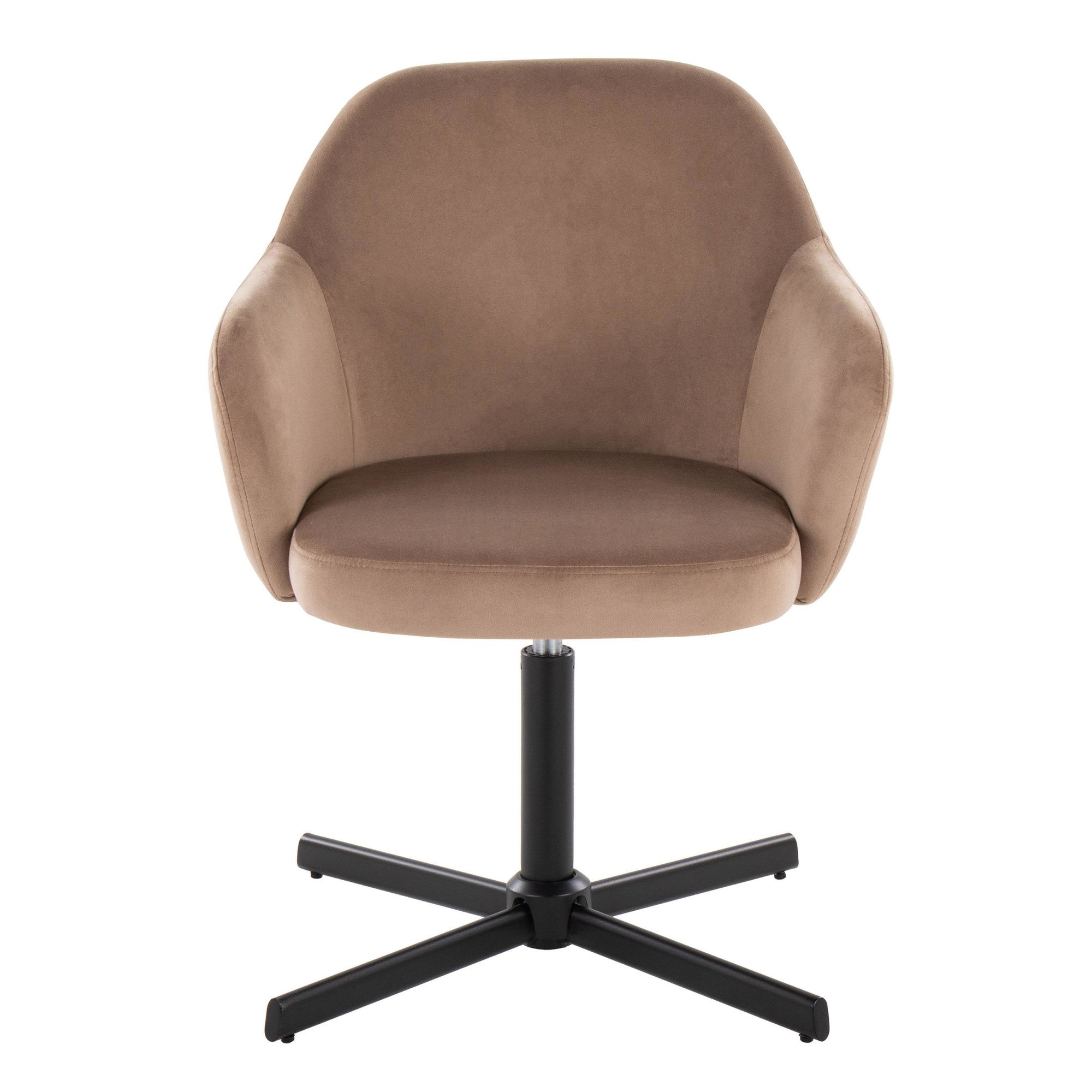 Buena Swivel Accent Chair - Black Metal, Brown Velvet