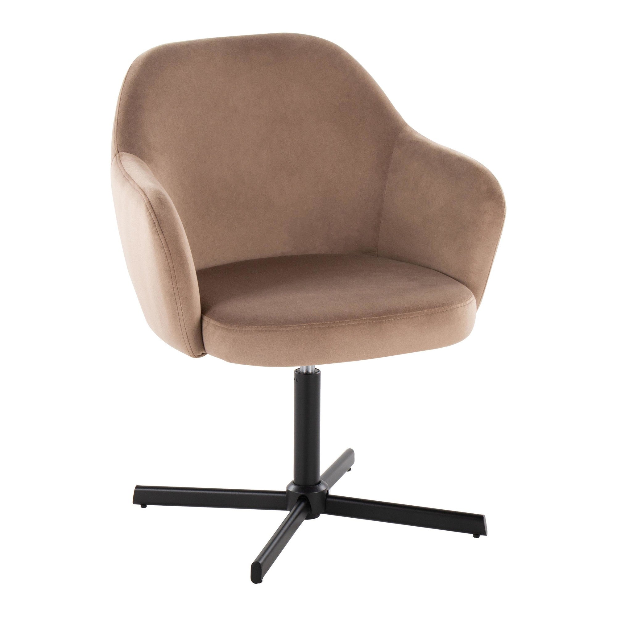 Buena Swivel Accent Chair - Black Metal, Brown Velvet