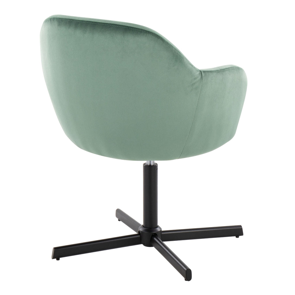 Buena Swivel Accent Chair - Black Metal, Green Velvet