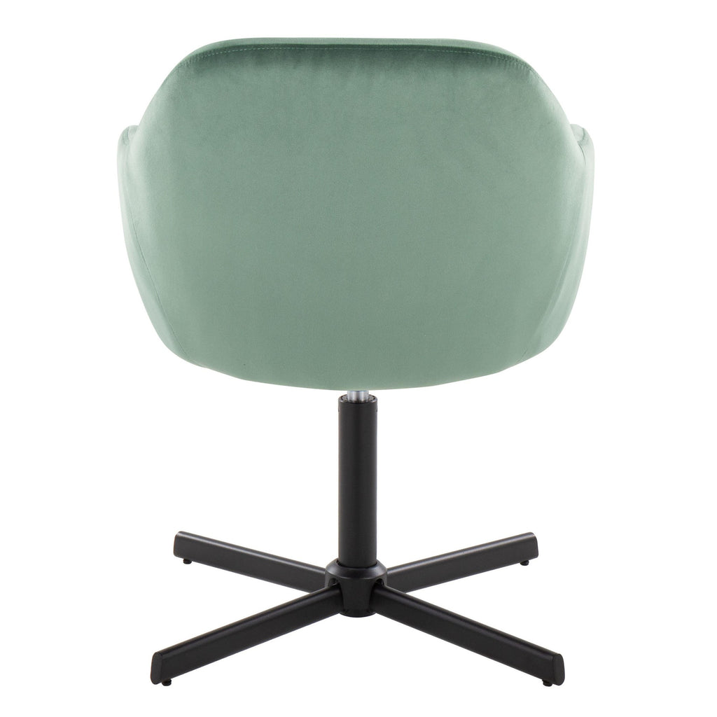 Buena Swivel Accent Chair - Black Metal, Green Velvet