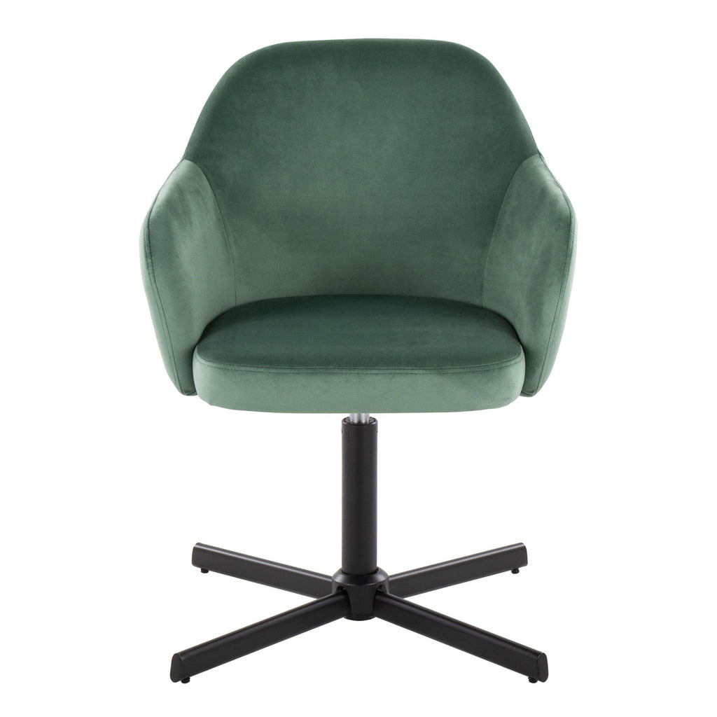 Buena Swivel Accent Chair - Black Metal, Green Velvet