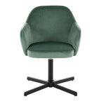 Buena Swivel Accent Chair - Black Metal, Green Velvet
