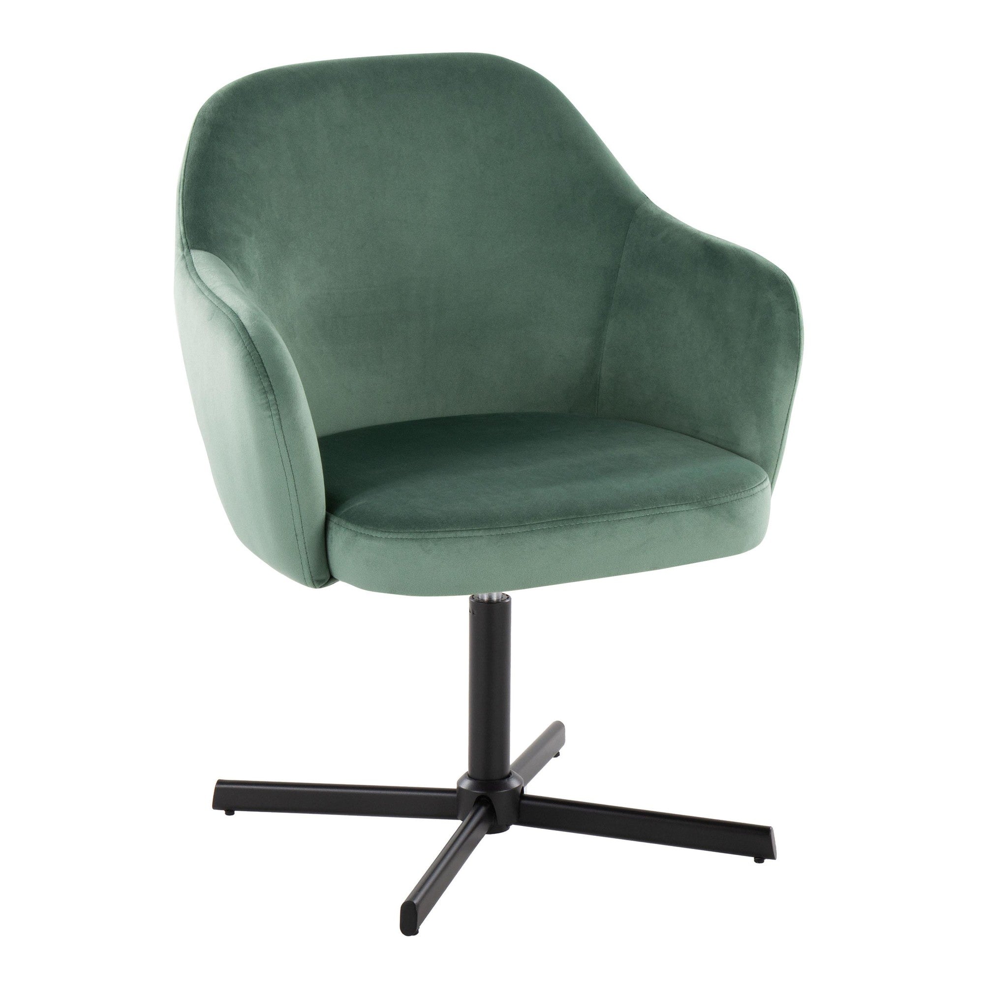 Buena Swivel Accent Chair - Black Metal, Green Velvet