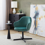 Buena Swivel Accent Chair - Black Metal, Green Velvet