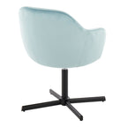 Buena Swivel Accent Chair - Black Metal, Light Blue Velvet