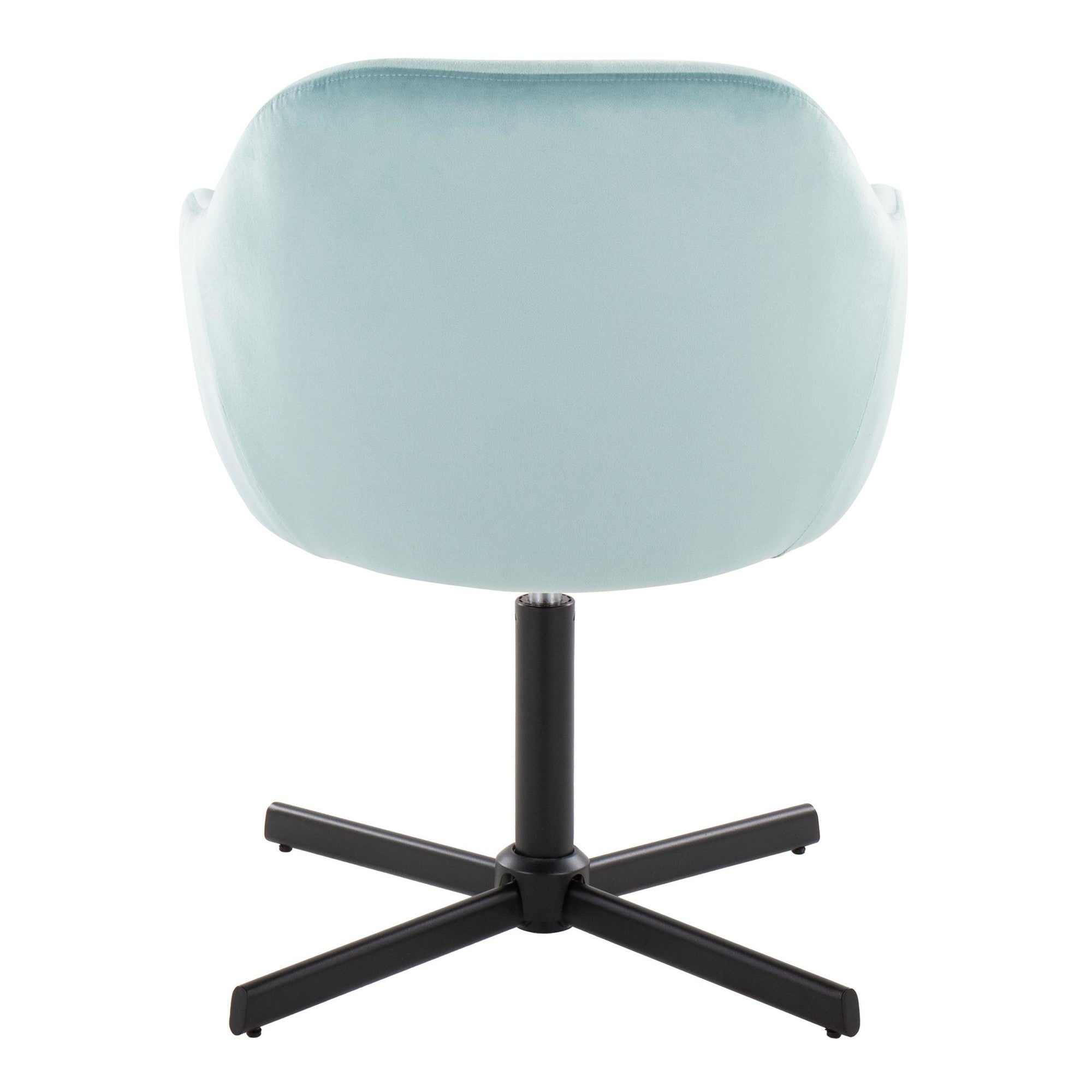 Buena Swivel Accent Chair - Black Metal, Light Blue Velvet
