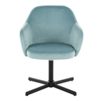 Buena Swivel Accent Chair - Black Metal, Light Blue Velvet