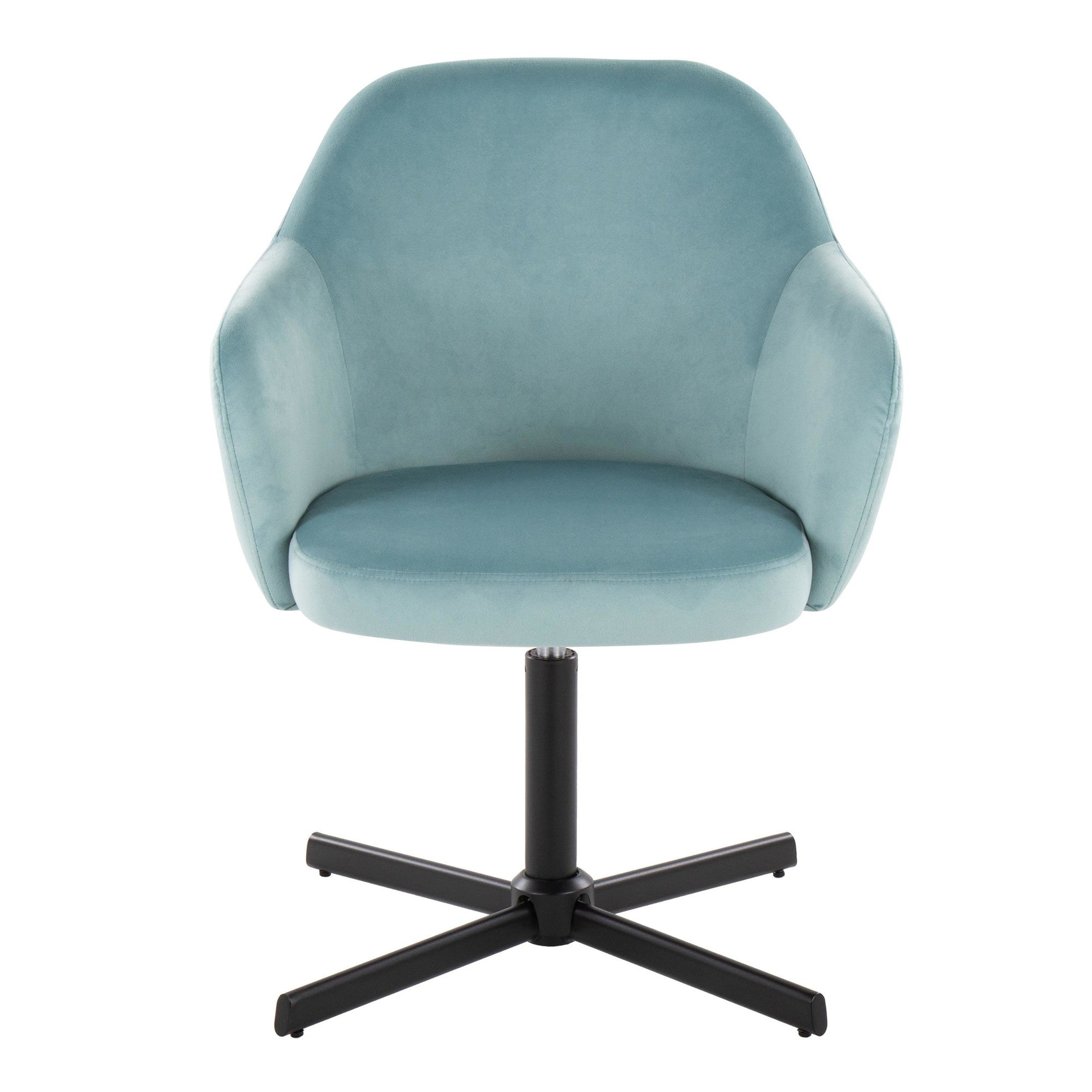 Buena Swivel Accent Chair - Black Metal, Light Blue Velvet