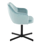 Buena Swivel Accent Chair - Black Metal, Light Blue Velvet